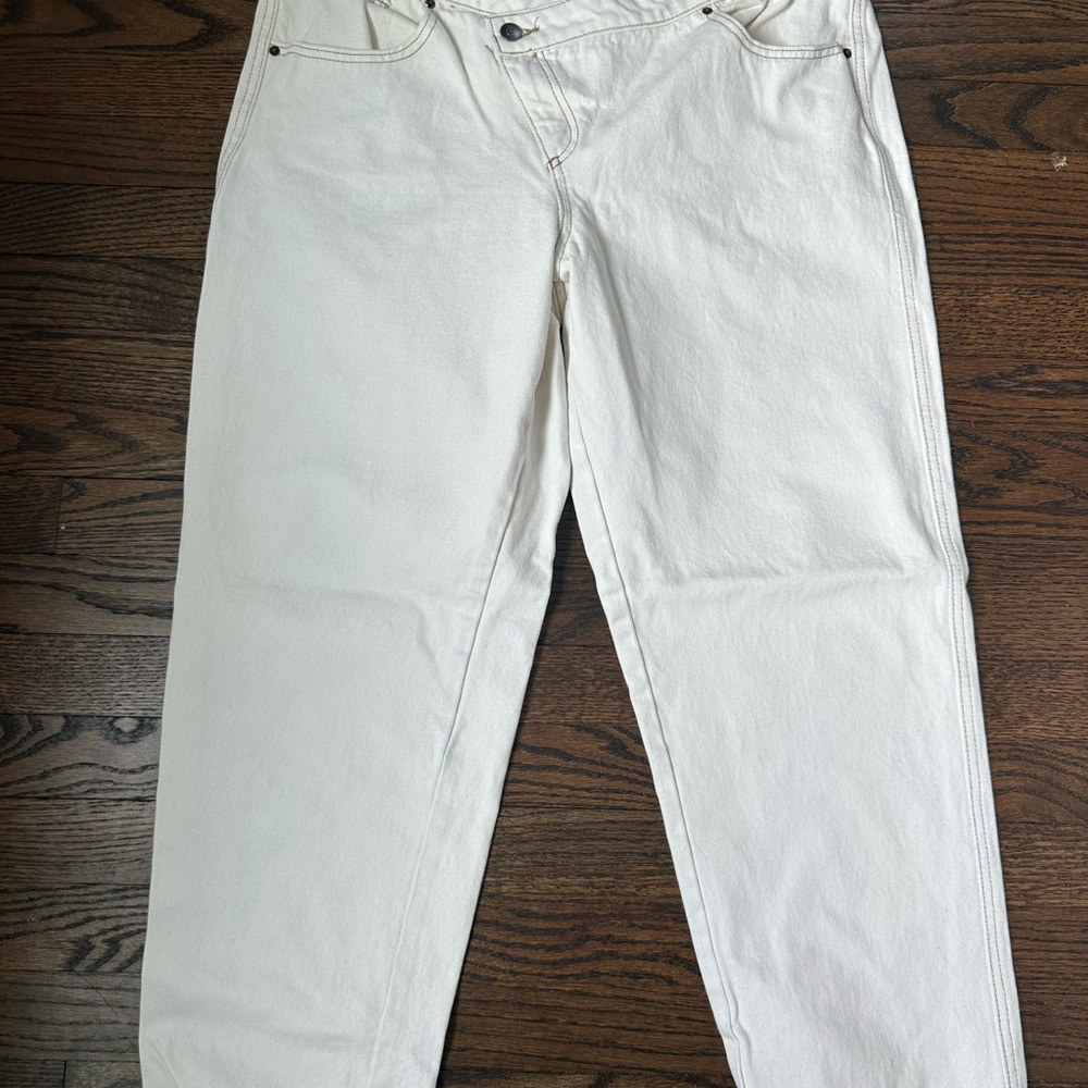 Women's Cream Boyfriend Jeans